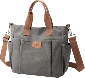 New Fashionable Layer Crossbody Bags Lightweight Canvas Casual Hiking Bags Men Leather Briefcase Bag (Grey, One Size)