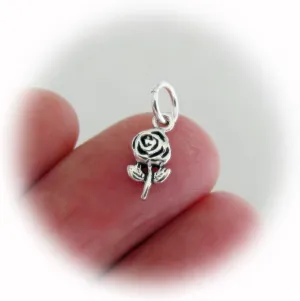 New Small Sterling Silver Rose Flower Mini Tiny Charm ME0105MOOO
