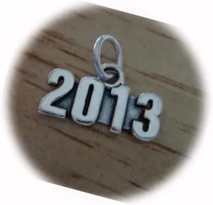 New Sterling Silver 10x17mm Birth Anniversary Graduation Wedding Year 2013 Charm CII2546SEE