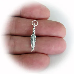 New Sterling Silver 26mm 3D Curved Feather Charm ME0200MOOO