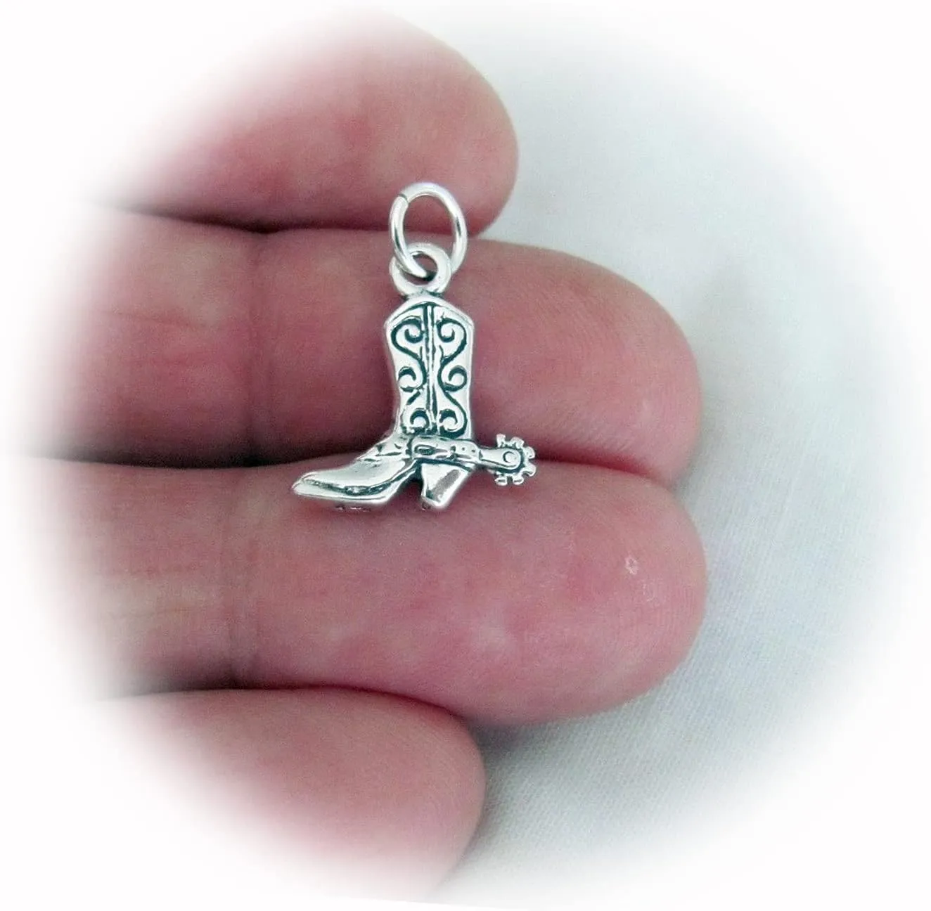 New Sterling Silver 3D Western Style Boot Charm ME0394MOOO