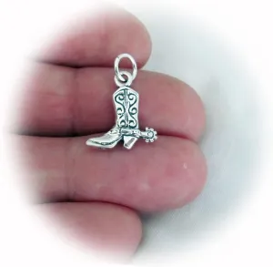 New Sterling Silver 3D Western Style Boot Charm ME0394MOOO