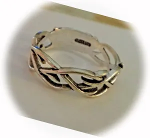 New Sterling Silver 7mm Wide Band Crown of Thorns Religious Ring CII4516SEE