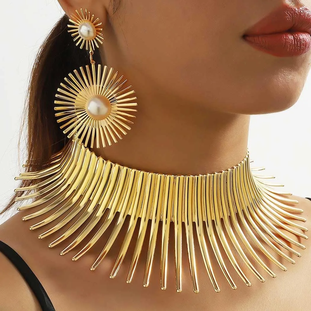 Nicute African Necklace Jewelry Sets Gold Choker Necklaces Jewelry Set for Women