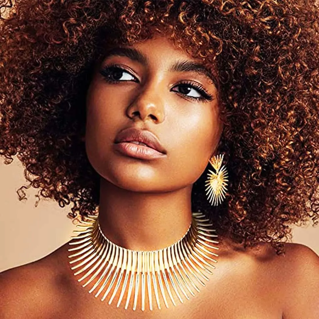 Nicute African Necklace Jewelry Sets Gold Choker Necklaces Jewelry Set for Women