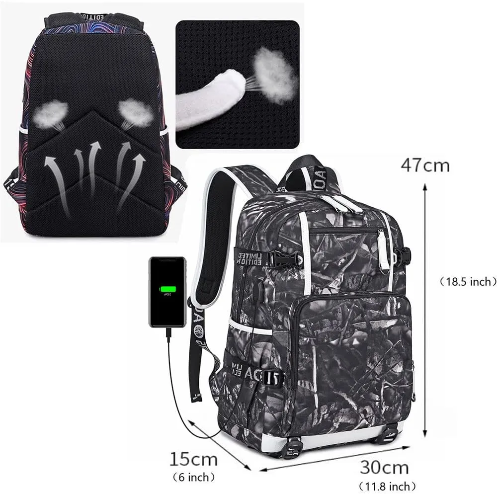 No. 30 Basketball Player Multifunctional Backpacks Sports Fan Bookbag Travel Student Backpack (D2)