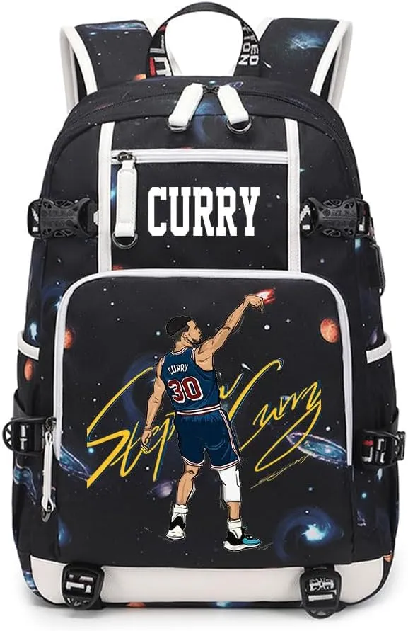 No. 30 Basketball Player Multifunctional Backpacks Sports Fan Bookbag Travel Student Backpack (D2)
