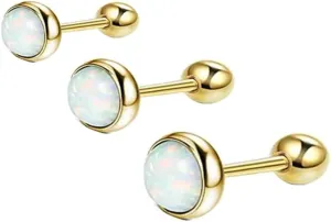 Nose Piercing Jewelry Titanium, Nose Rings Jewelry with 3Pcs Singal Opal Set 3MM 4MM 5MM Piercing Jewelry Gift for Women Men