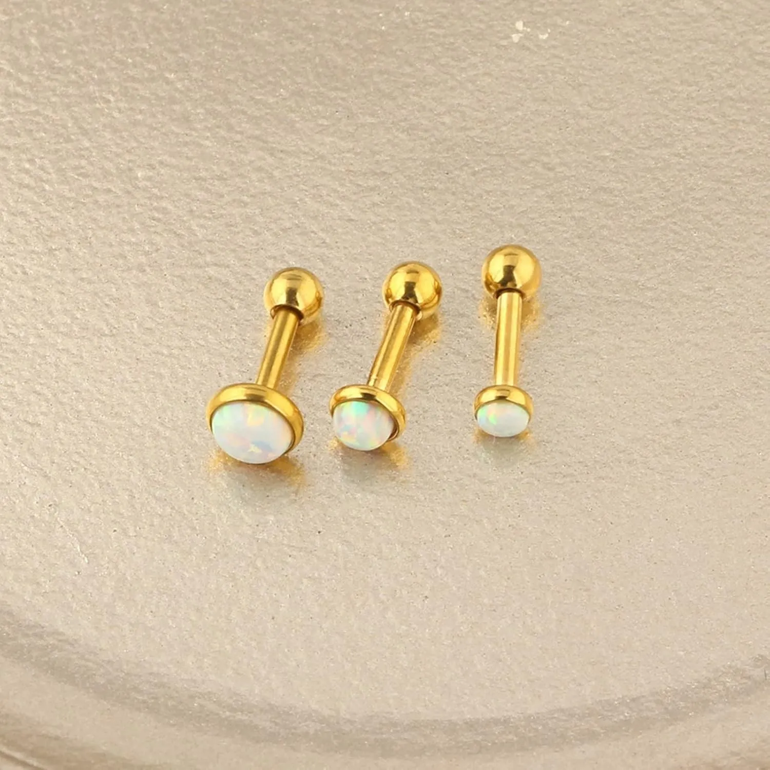 Nose Piercing Jewelry Titanium, Nose Rings Jewelry with 3Pcs Singal Opal Set 3MM 4MM 5MM Piercing Jewelry Gift for Women Men