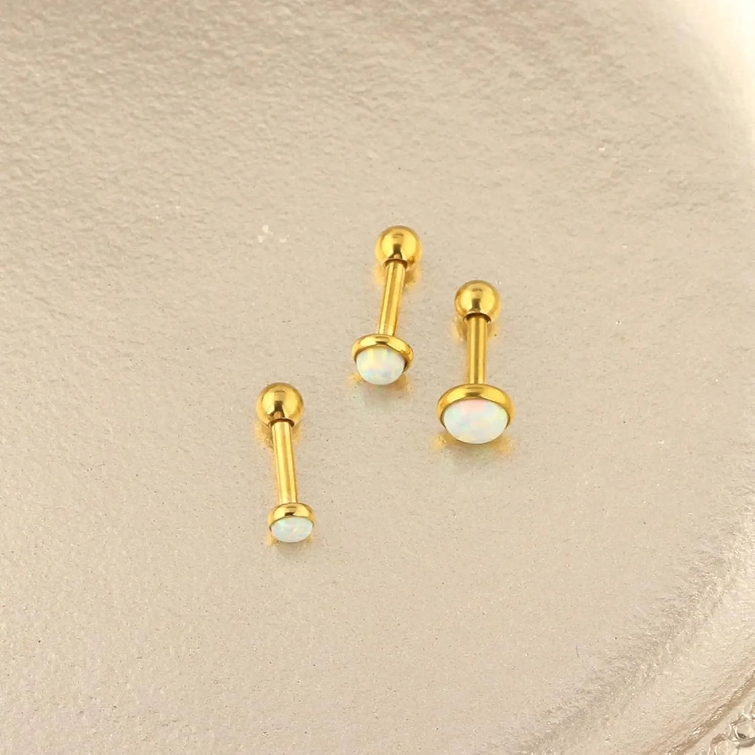Nose Piercing Jewelry Titanium, Nose Rings Jewelry with 3Pcs Singal Opal Set 3MM 4MM 5MM Piercing Jewelry Gift for Women Men