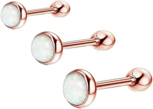 Nose Piercing Jewelry Titanium, Nose Rings Jewelry with 3Pcs Singal Opal Set 3MM 4MM 5MM Piercing Jewelry Gift for Women Men