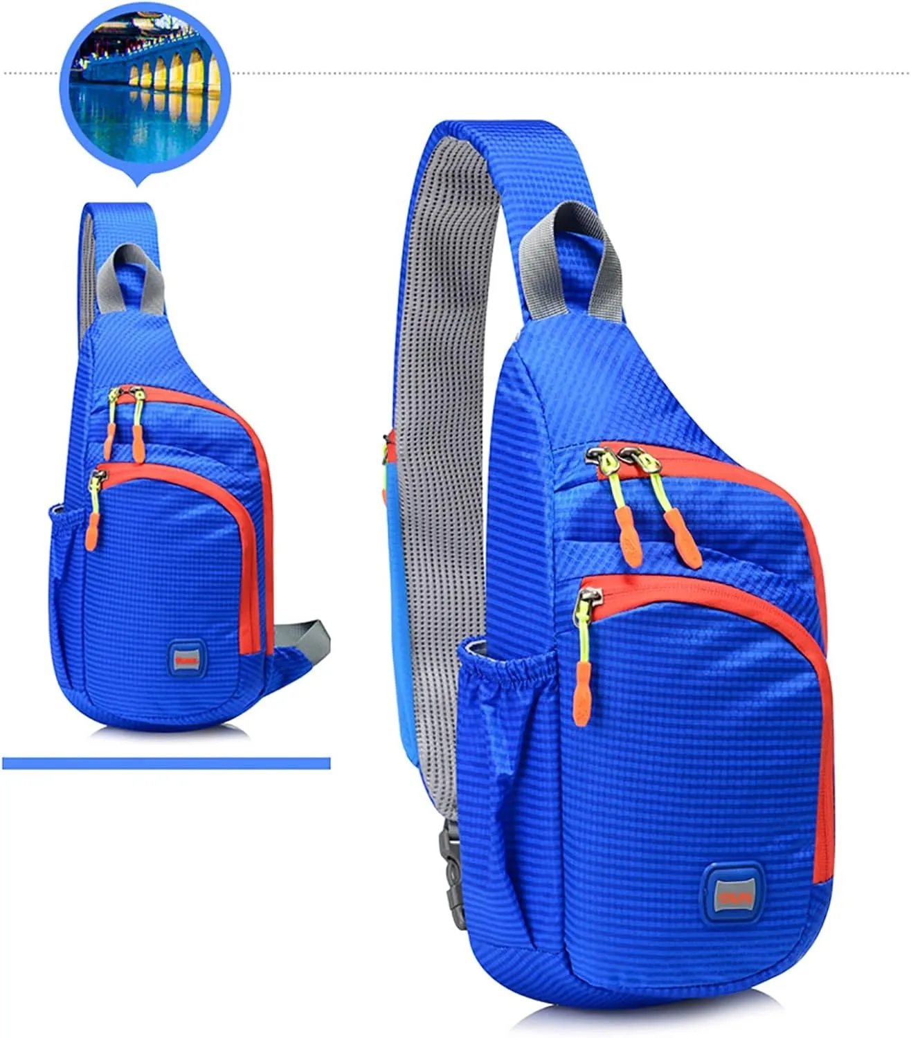 Nylon Fanny Pack Trendy Zipper Sling Bags With Side Pocket For Outdoor Sports Men Shoulder Bags Extra (B, One Size)