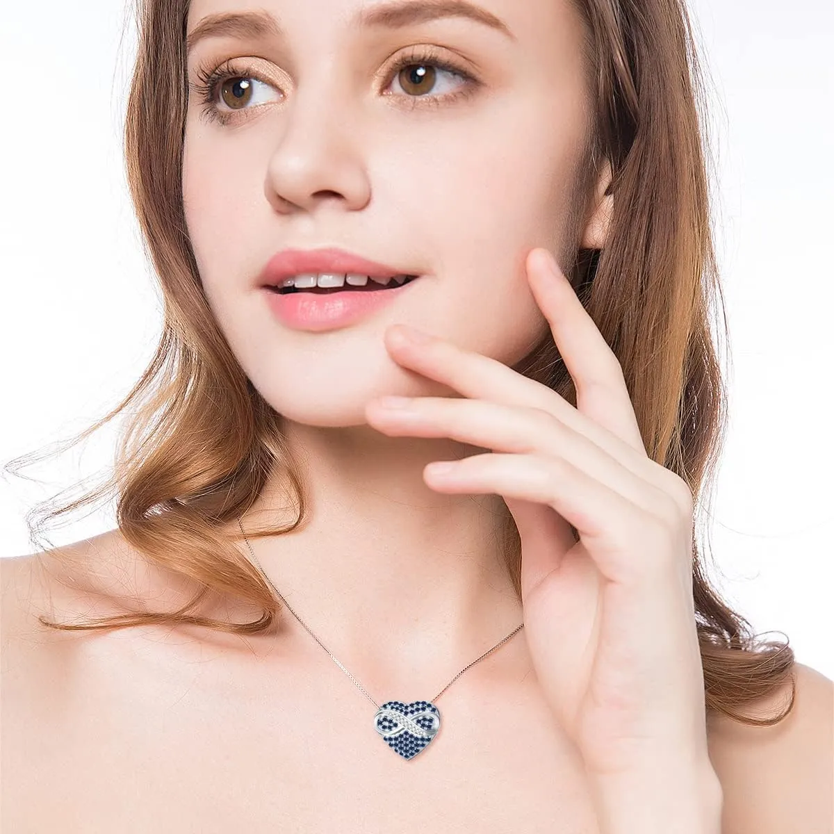 OCJ Infinity Locket Necklace 925 Sterling Silver Heart Birthstone Locket Necklace That Holds Pictures Photo Locket Jewelry for Women Birthday Christmas Gifts