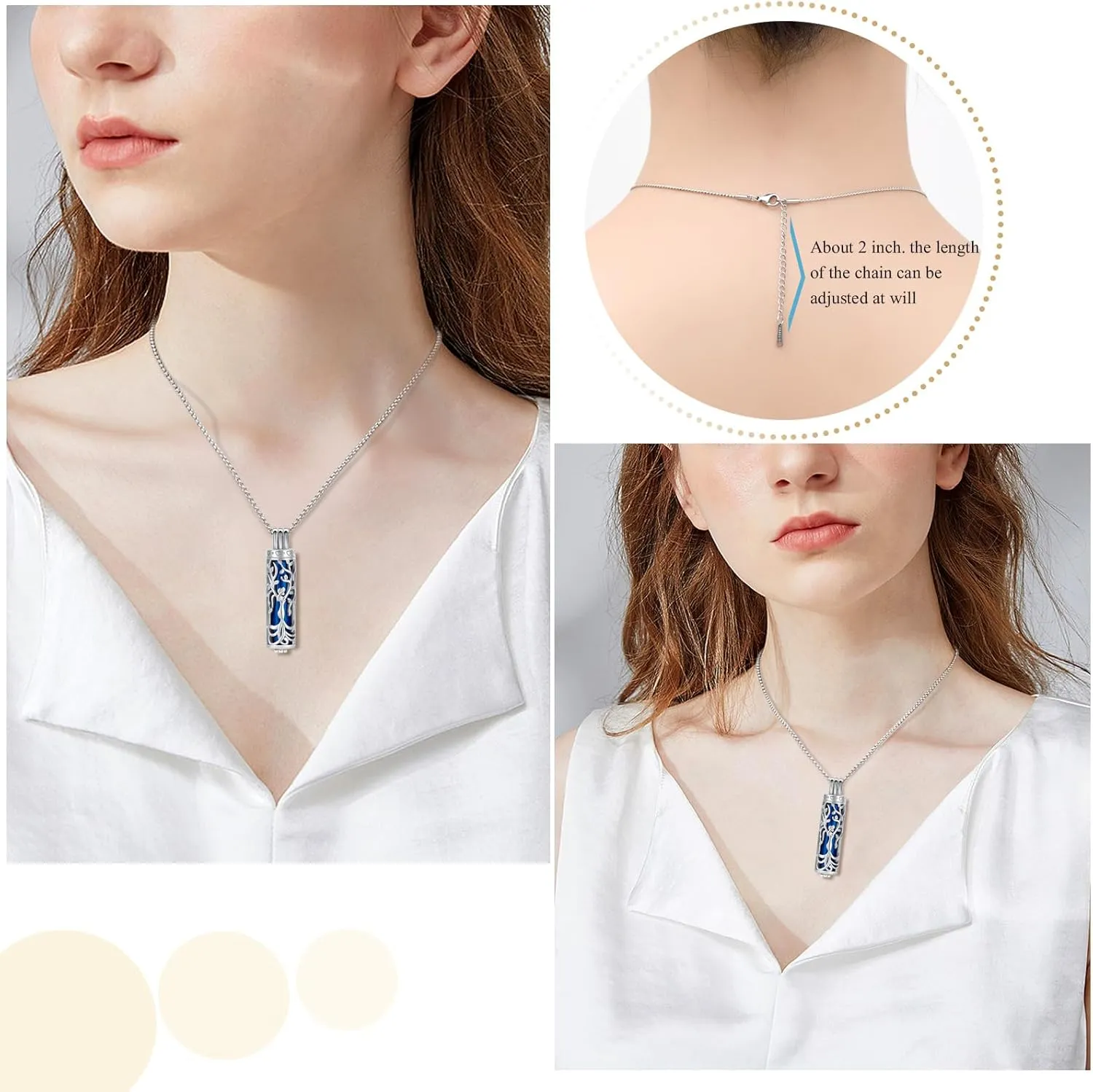 Oinsi Cylinder Urn Necklace for Ashes Angel Tree of Life Cremation Jewelry Hollow Cylinder Vial Pendant Necklace Memorail Ashes Lockets for Loved Ones