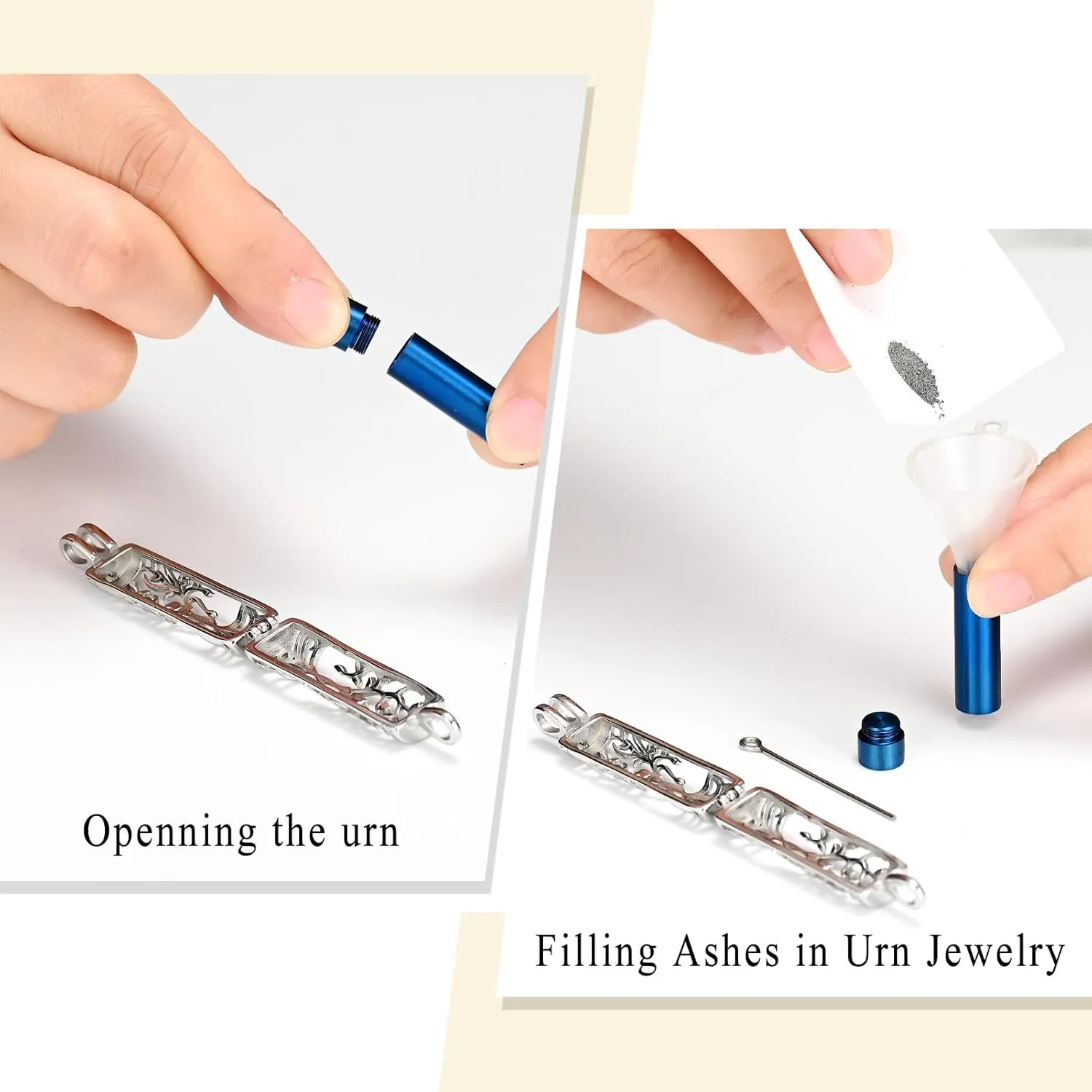 Oinsi Cylinder Urn Necklace for Ashes Angel Tree of Life Cremation Jewelry Hollow Cylinder Vial Pendant Necklace Memorail Ashes Lockets for Loved Ones