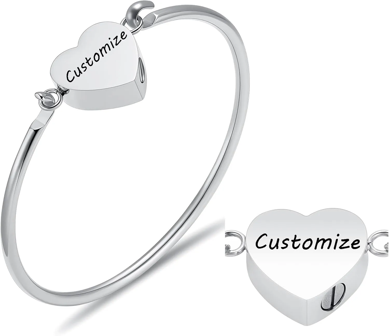 Oinsi Heart Urn Bracelet for Ashes, Cremation Jewelry Leather Bracelets for Men Women, Memorial Jewelry With Filling Kits