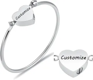 Oinsi Heart Urn Bracelet for Ashes, Cremation Jewelry Leather Bracelets for Men Women, Memorial Jewelry With Filling Kits