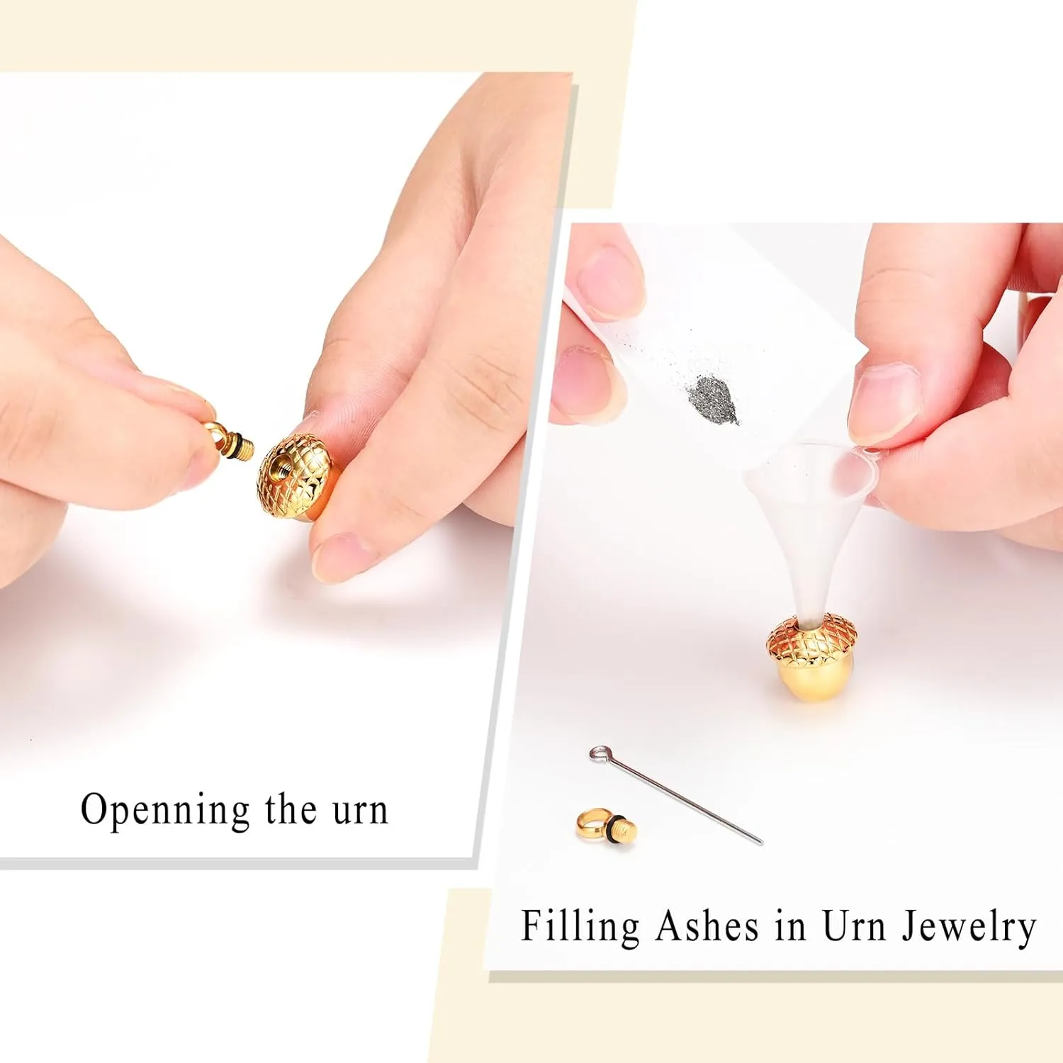 Oinsi Little Acorn Cremation Pendant Ashes Urn Necklace for Cremation - Stainless Steel