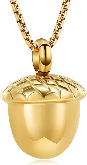 Oinsi Little Acorn Cremation Pendant Ashes Urn Necklace for Cremation - Stainless Steel