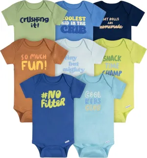 Onesies Brand unisex-baby 8-pack Short Sleeve Mix & Match Bodysuits, Cool Kids, Newborn