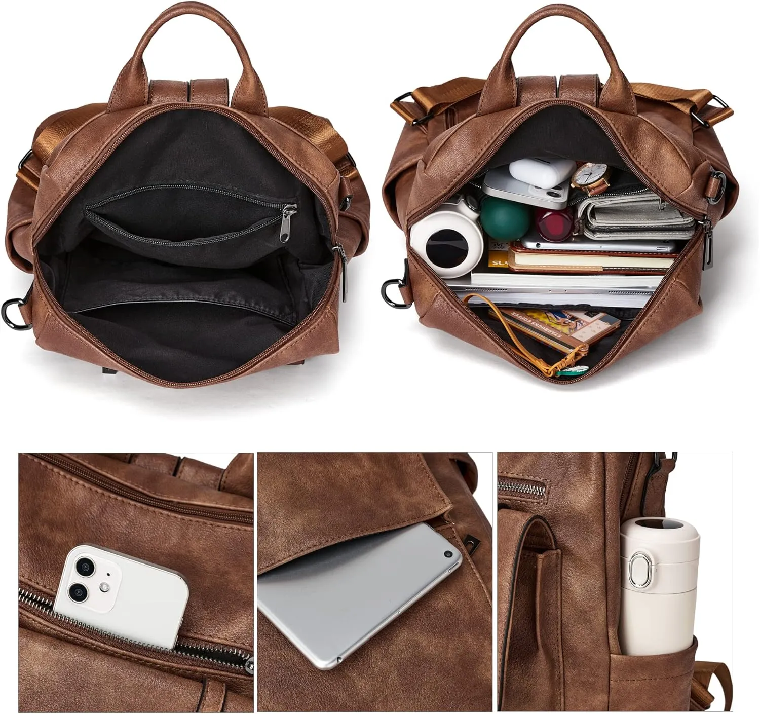 OPAGE Backpack Purse for Women Leather Backpack Purse Travel Backpack Fashion Designer Ladies Shoulder Bags With Wristlets,14-in Height