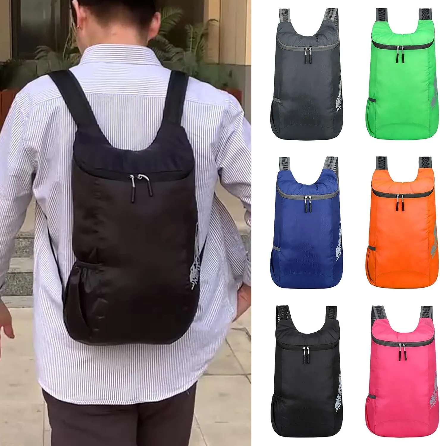 Outdoor Packable Backpack Lightweight Folding Rucking Backpacks Storage Travel Bag for Men Women Sports Daypacks(Green)