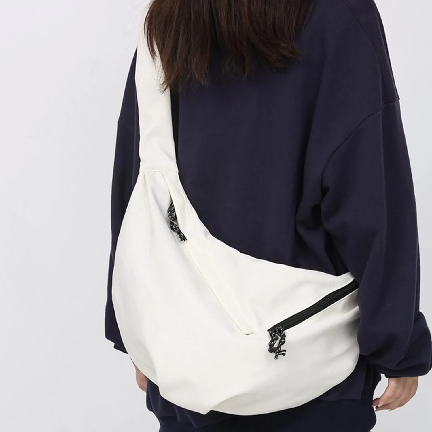 over Shoulder Bag Locomotive Cool Dumpling Shoulder Bags Casual Men And Women Single Shoulder (White, One Size)