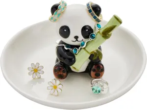 Panda Ring Holder Jewelry Dish, Ceramic Jewelry Holder Ring Dish Jewelry Tray, Panda Gifts for Women Birthday Engagement Wedding Christmas