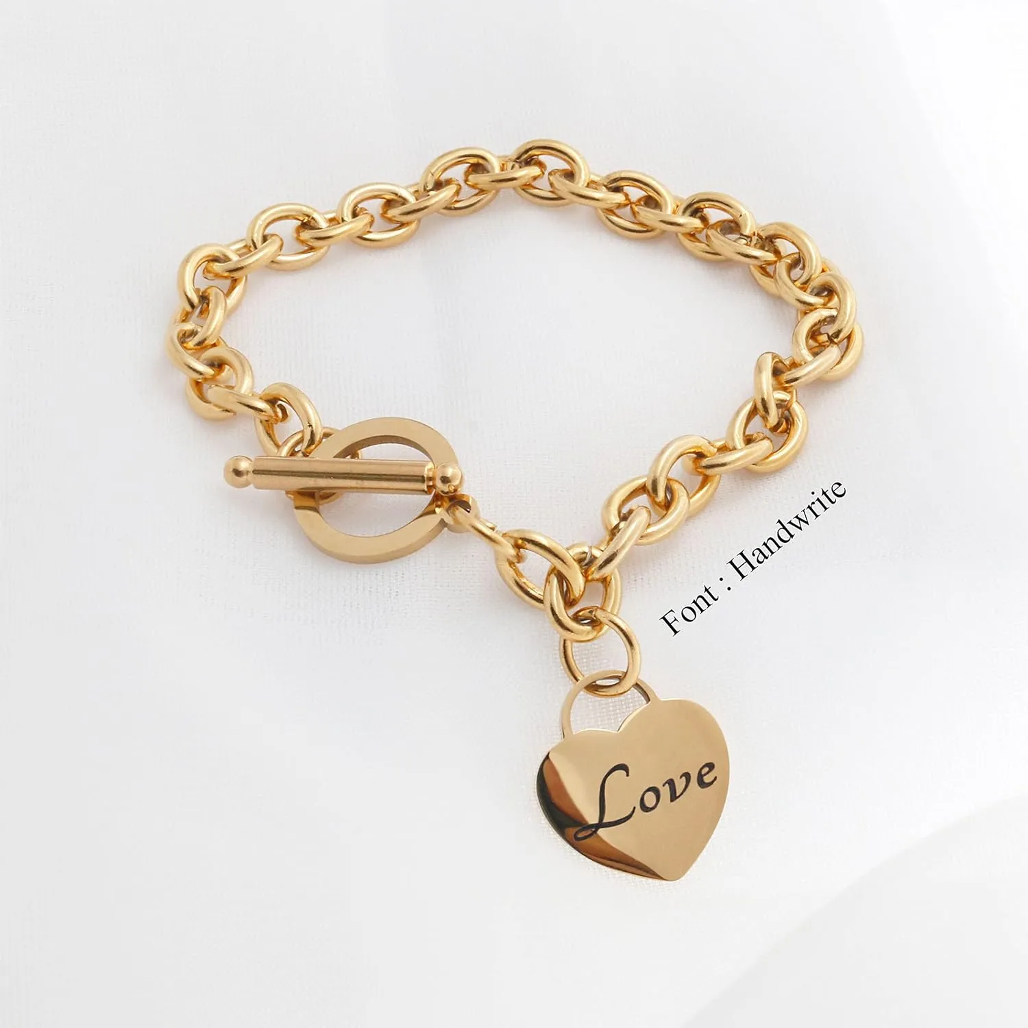 Personalized Heart Charm Bracelet Customized Dainty Love Pendants with Names Jewelry Gifts for Her Gold