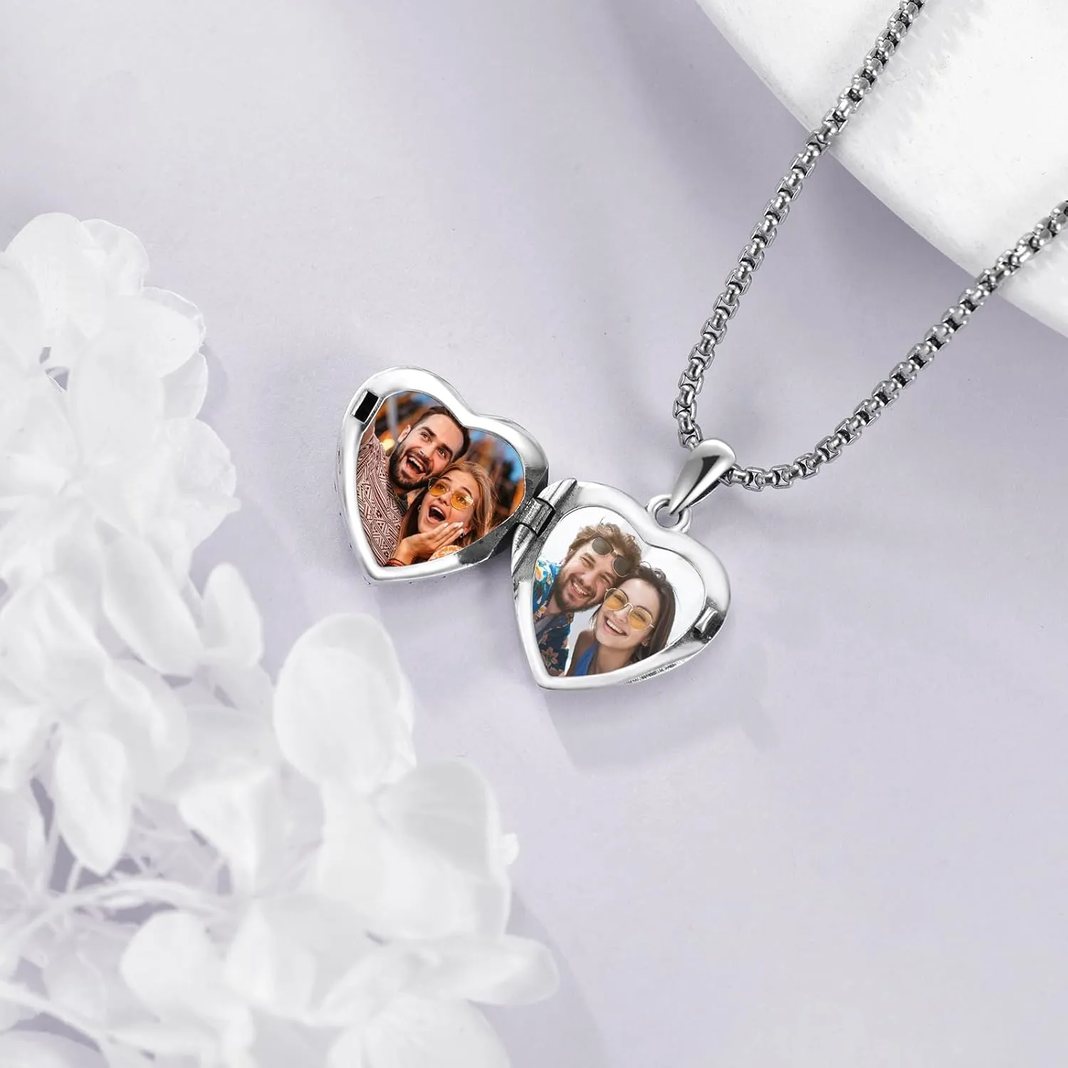 Personalized Heart Locket Necklace 925 Sterling Silver That Holds Pictures Photo Keep Someone Near to You Custom Lockets Necklaces Letters Engraving for His Her