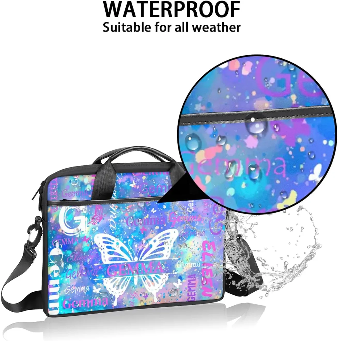 Personalized Laptop Shoulder Bag Customized Briefcase with Shoulder Strap & Pockets