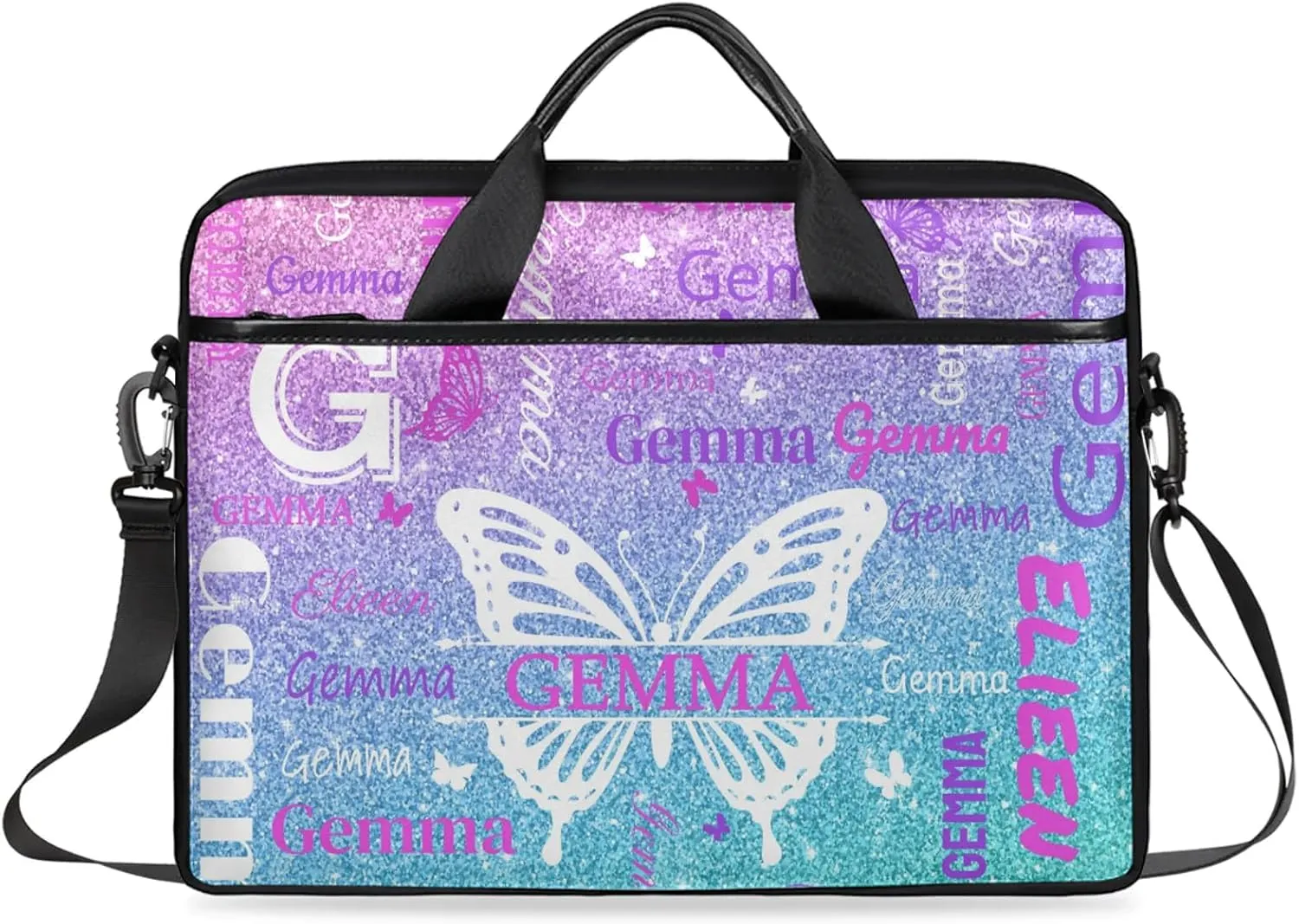 Personalized Laptop Shoulder Bag Customized Briefcase with Shoulder Strap & Pockets