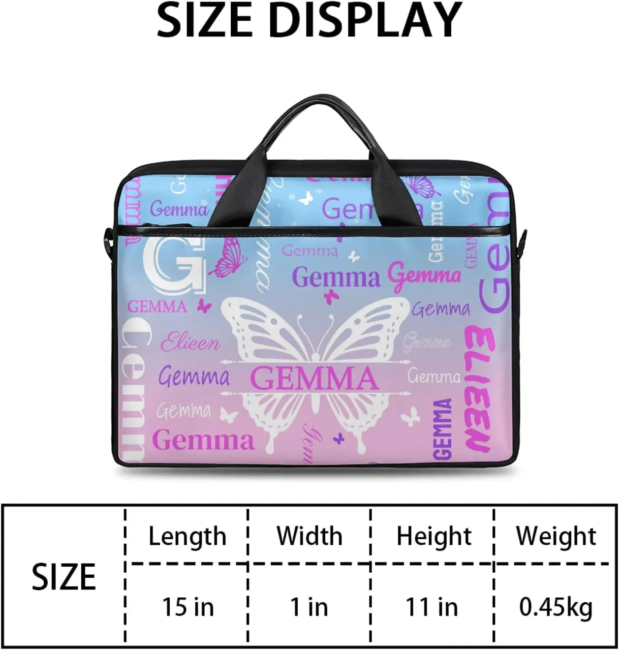 Personalized Laptop Shoulder Bag Customized Briefcase with Shoulder Strap & Pockets