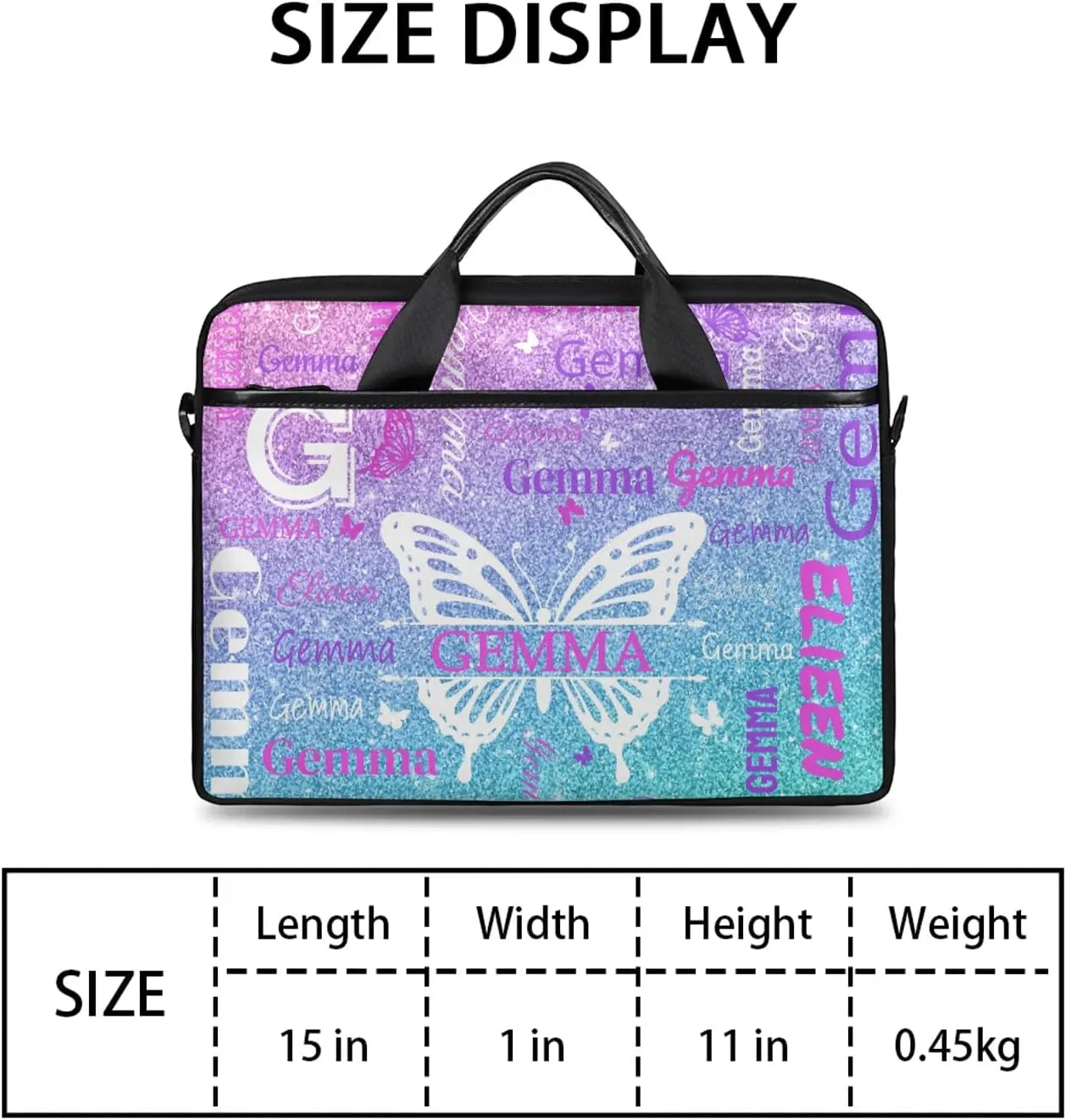 Personalized Laptop Shoulder Bag Customized Briefcase with Shoulder Strap & Pockets