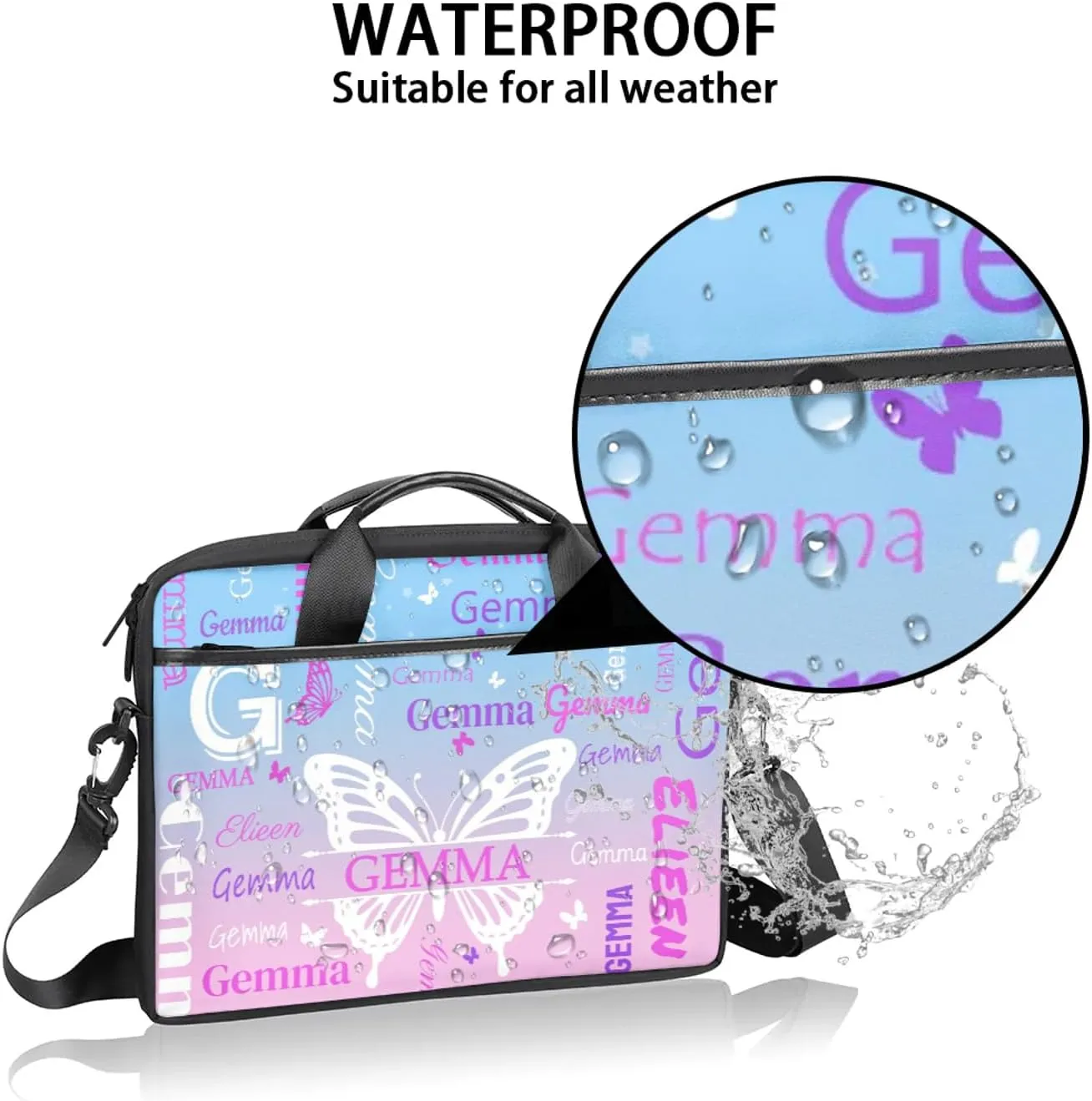 Personalized Laptop Shoulder Bag Customized Briefcase with Shoulder Strap & Pockets