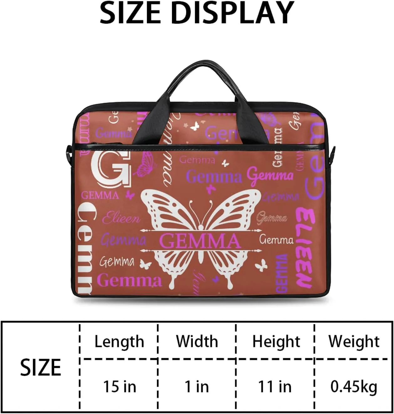 Personalized Laptop Shoulder Bag Customized Briefcase with Shoulder Strap & Pockets