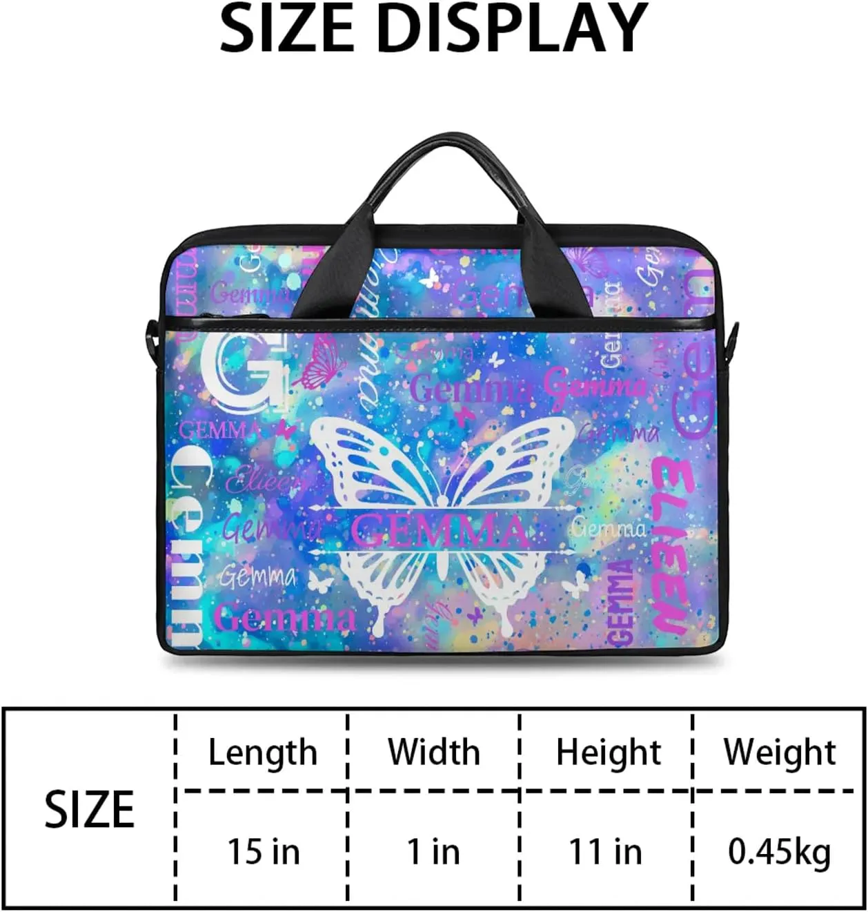 Personalized Laptop Shoulder Bag Customized Briefcase with Shoulder Strap & Pockets