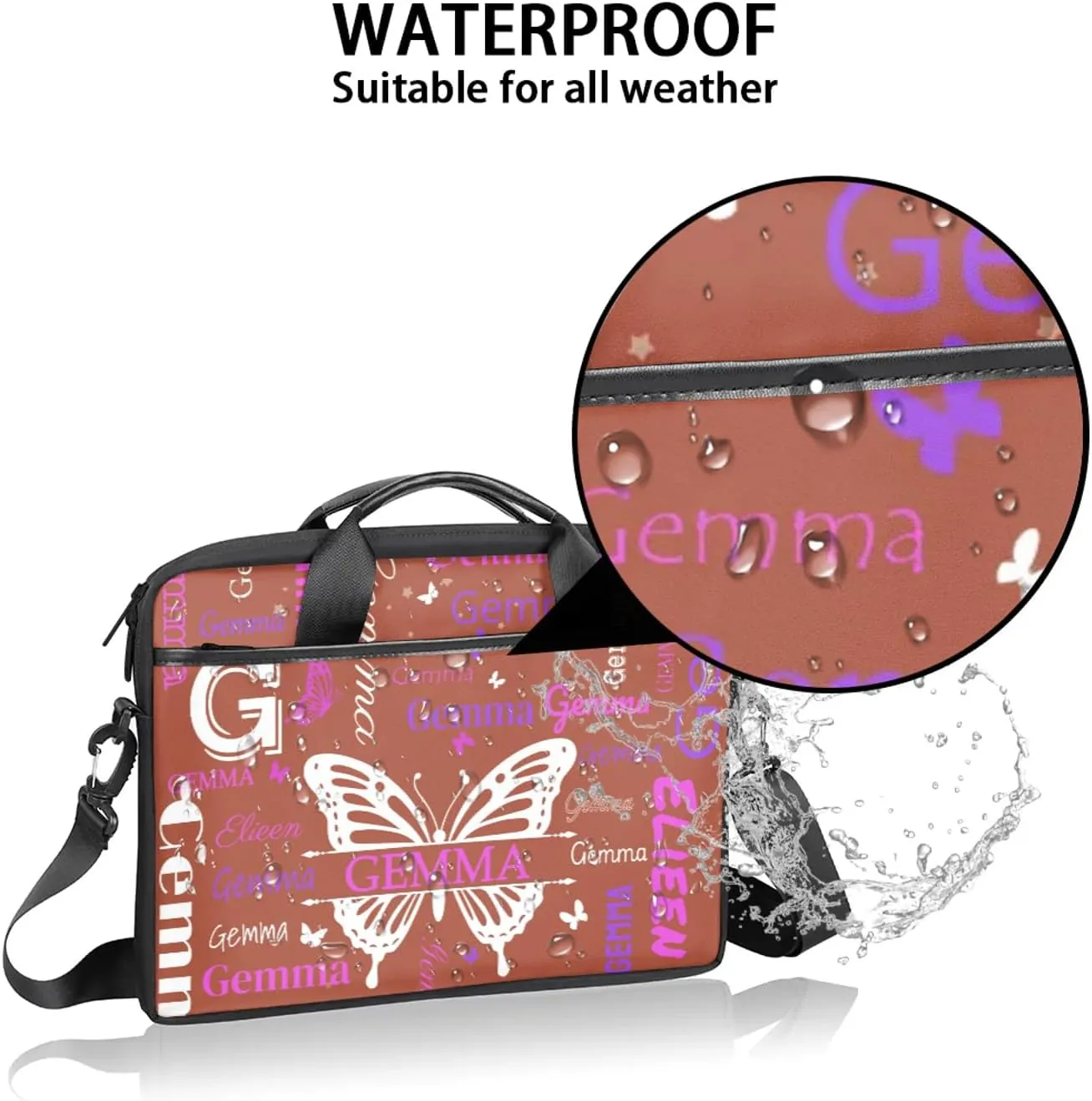 Personalized Laptop Shoulder Bag Customized Briefcase with Shoulder Strap & Pockets
