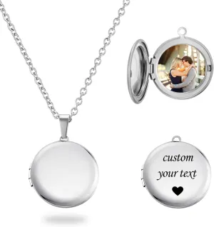 PHOCKSIN Personalized Locket Necklace for Women Custom Silver Heart Photo Necklace With Picture Inside Lockets with Birth Flower Birthstone Birthday Gifts for Women