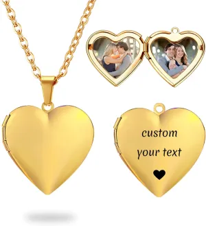 PHOCKSIN Personalized Locket Necklace for Women Custom Silver Heart Photo Necklace With Picture Inside Lockets with Birth Flower Birthstone Birthday Gifts for Women