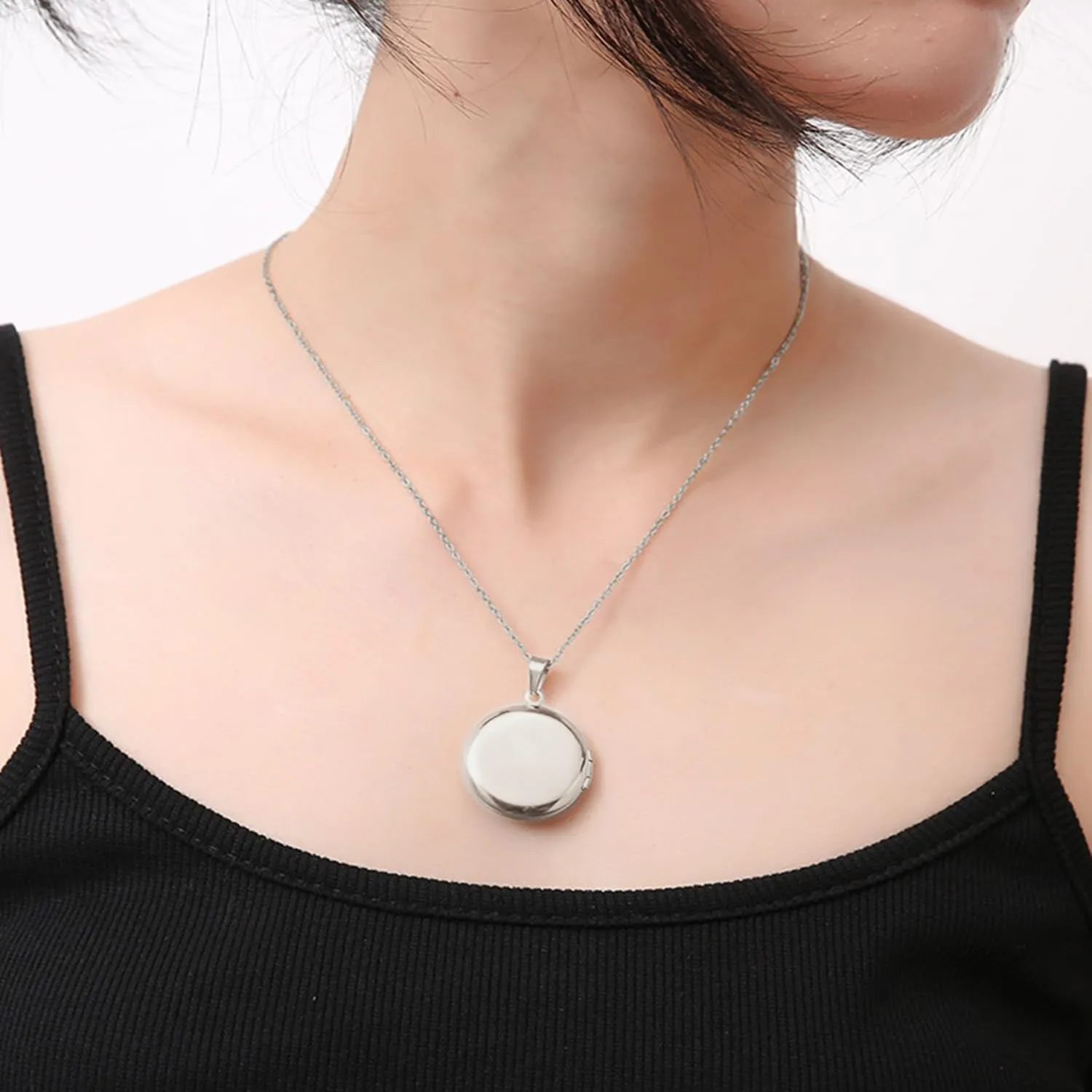 PHOCKSIN Personalized Locket Necklace for Women Custom Silver Heart Photo Necklace With Picture Inside Lockets with Birth Flower Birthstone Birthday Gifts for Women