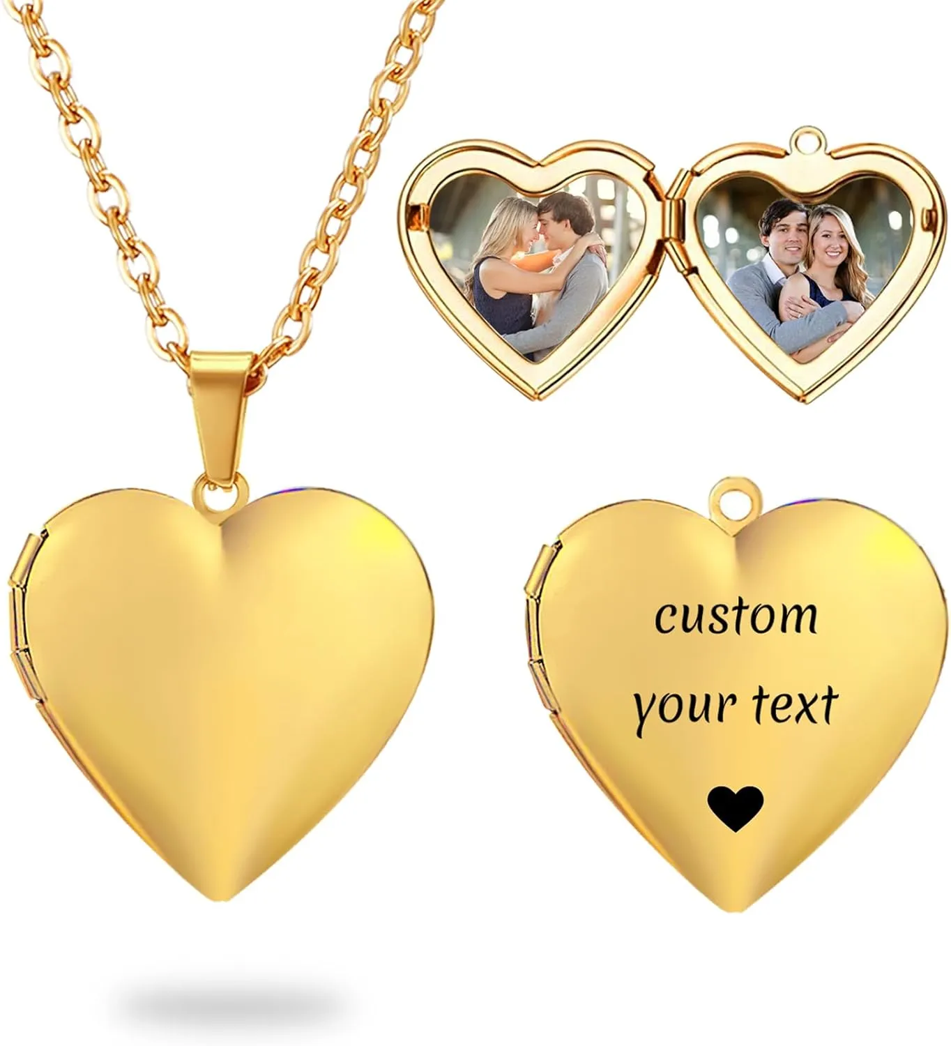PHOCKSIN Personalized Locket Necklace for Women Custom Silver Heart Photo Necklace With Picture Inside Lockets with Birth Flower Birthstone Birthday Gifts for Women