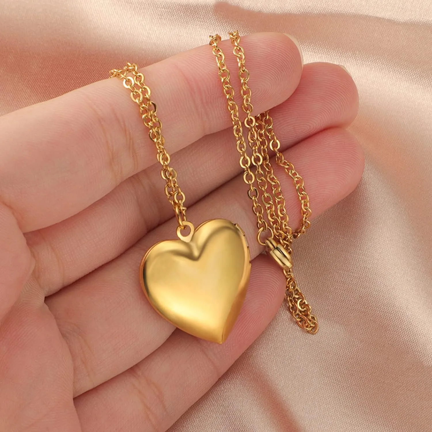 PHOCKSIN Personalized Locket Necklace for Women Custom Silver Heart Photo Necklace With Picture Inside Lockets with Birth Flower Birthstone Birthday Gifts for Women