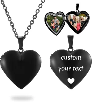 PHOCKSIN Personalized Locket Necklace for Women Custom Silver Heart Photo Necklace With Picture Inside Lockets with Birth Flower Birthstone Birthday Gifts for Women