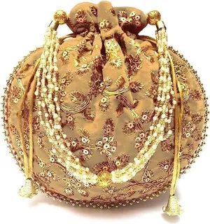 Potli Bag Jewelry Coin Pouch Potli Bag Embrodiery Work Potli Bag Handle Purse Clutch Purse Bridal Wristlets