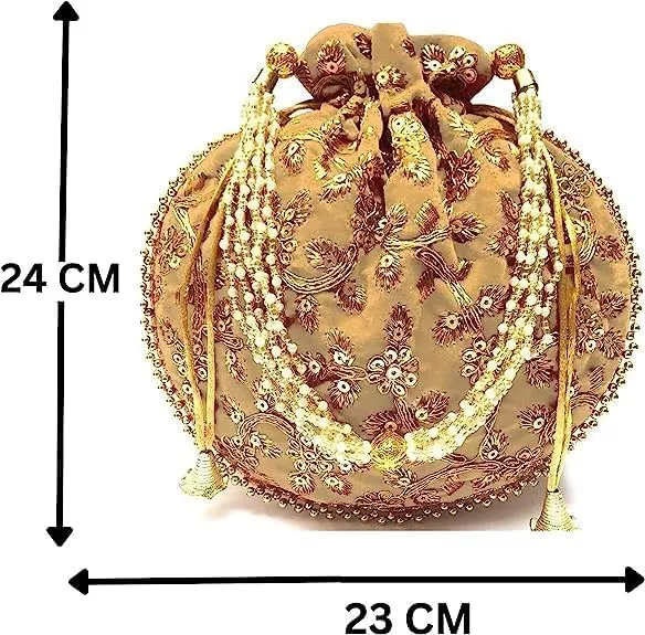 Potli Bag Jewelry Coin Pouch Potli Bag Embrodiery Work Potli Bag Handle Purse Clutch Purse Bridal Wristlets