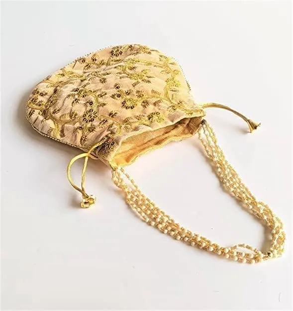 Potli Bag Jewelry Coin Pouch Potli Bag Embrodiery Work Potli Bag Handle Purse Clutch Purse Bridal Wristlets