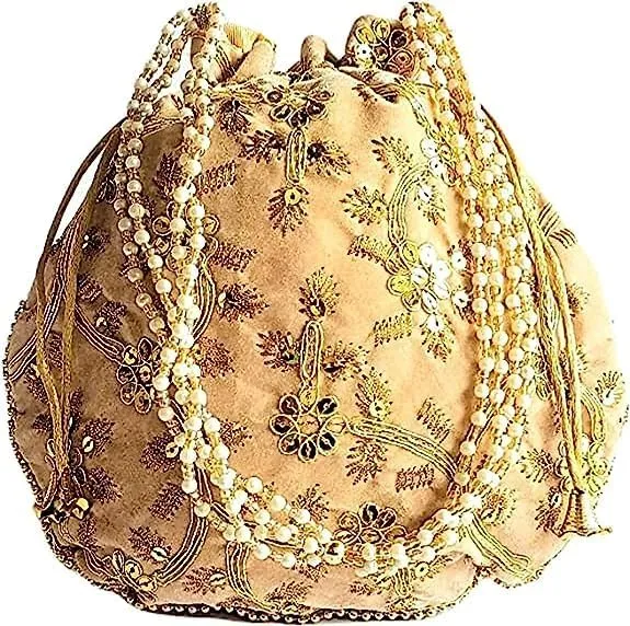 Potli Bag Jewelry Coin Pouch Potli Bag Embrodiery Work Potli Bag Handle Purse Clutch Purse Bridal Wristlets