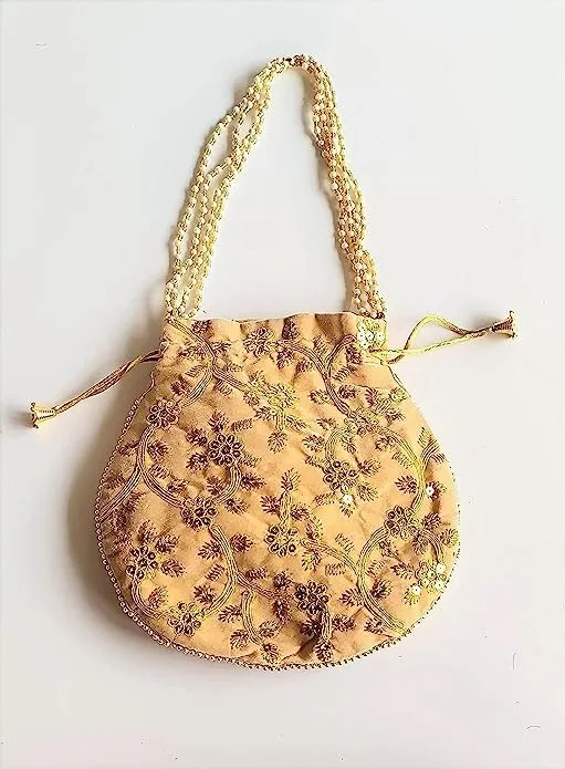 Potli Bag Jewelry Coin Pouch Potli Bag Embrodiery Work Potli Bag Handle Purse Clutch Purse Bridal Wristlets