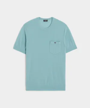 Premium Cashmere Pocket Tee in Oil Blue